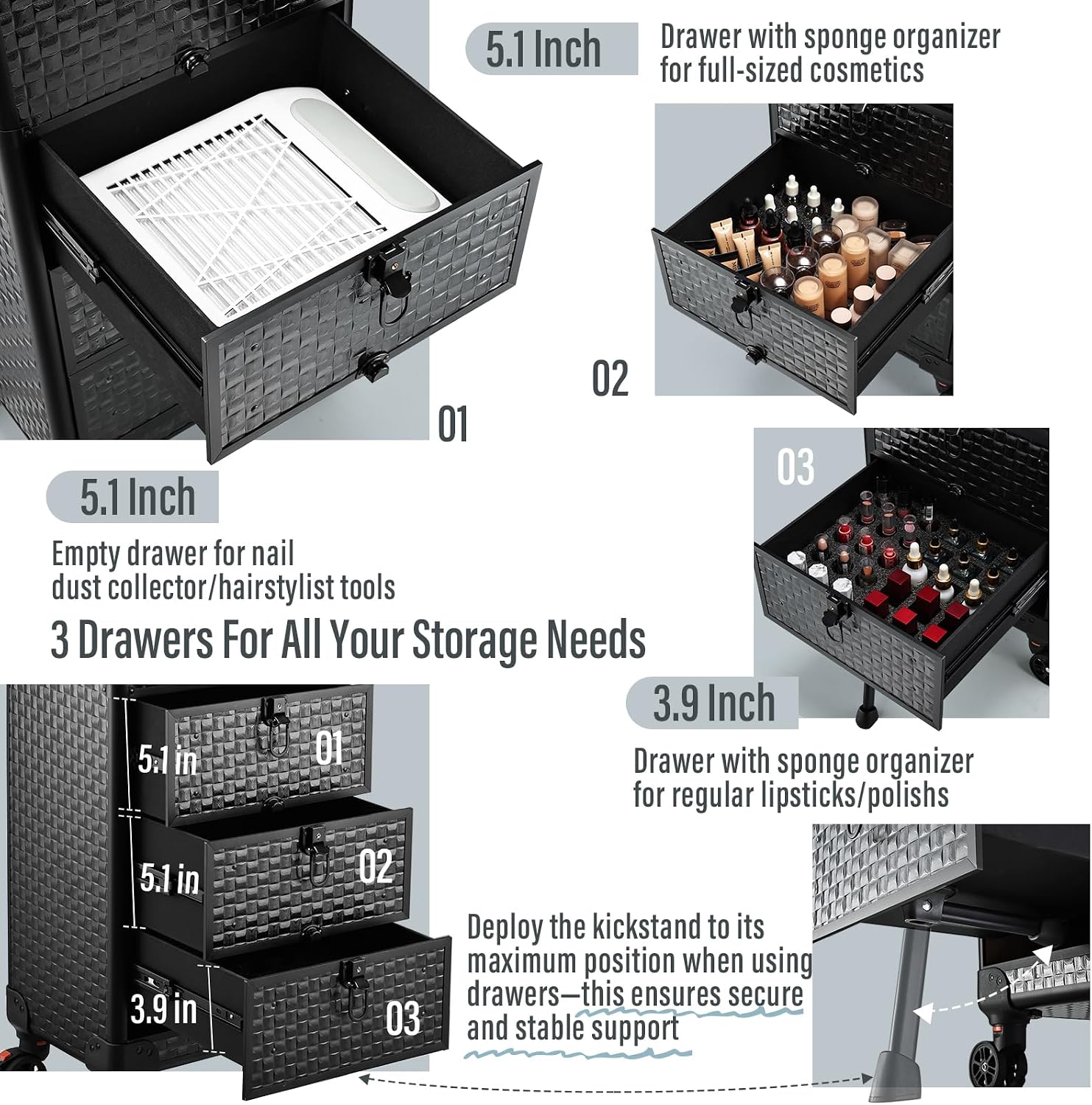 Rolling Salon Cart with 3 Draw - đánh giá và giá Spa & Wellness Dr Roy Sothers